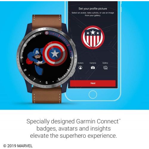 가민 Garmin Legacy Hero Series, Marvel Captain America Inspired Premium Smartwatch, Includes a Captain America Inspired App Experience