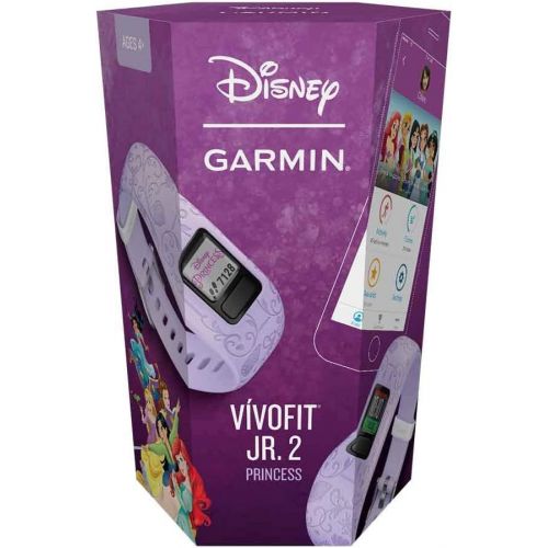 가민 Garmin Vivofit Jr 2, Kids Fitness/Activity Tracker, 1-year Battery Life, Adjustable Band, Disney Princess, Purple
