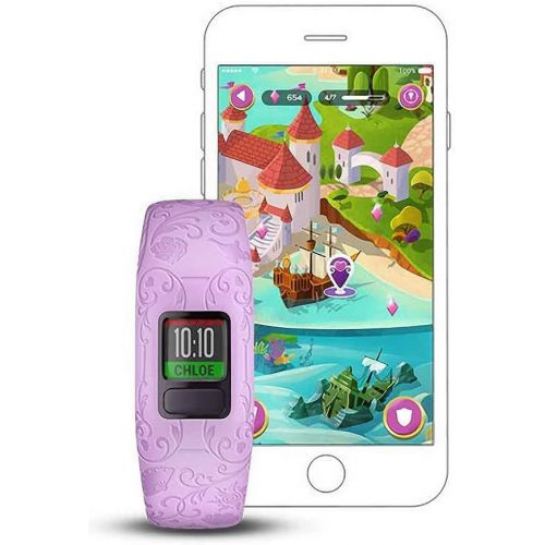 가민 Garmin Vivofit Jr 2, Kids Fitness/Activity Tracker, 1-year Battery Life, Adjustable Band, Disney Princess, Purple