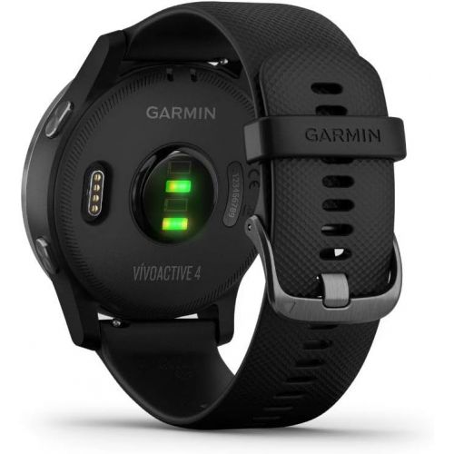 가민 Garmin 010-02174-11 Vivoactive 4 Smartwatch Black/Stainless Bundle with 1 Year Extended Warranty