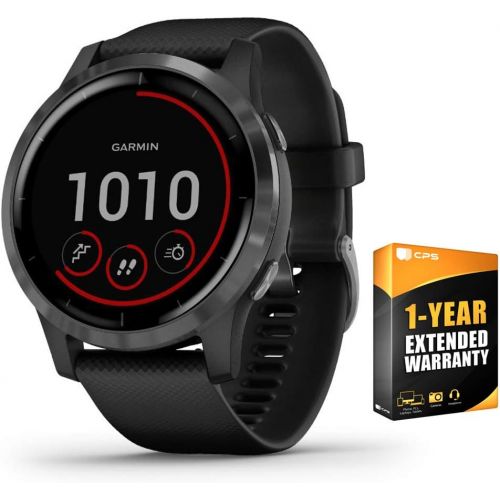 가민 Garmin 010-02174-11 Vivoactive 4 Smartwatch Black/Stainless Bundle with 1 Year Extended Warranty