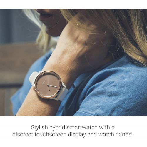 가민 Garmin vivomove HR, Hybrid Smartwatch for Men and Women, White/Rose Gold, Small/Medium (010-01850-12)