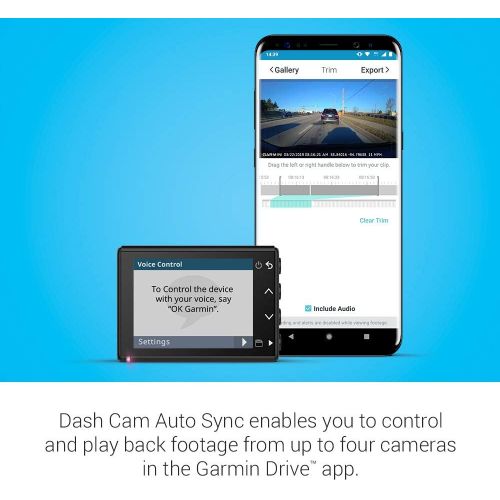 가민 Garmin Dash Cam 66W, Extra-Wide 180-Degree Field of View In 1440P HD, 2 LCD Screen and Voice Control, Very Compact with Automatic Incident Detection and Recording