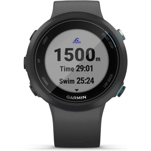 가민 Garmin Swim 2, GPS Swimming Smartwatch for Pool and Open Water, Underwater Heart Rate, Records Distance, Pace, Stroke Count and Type, Slate Gray