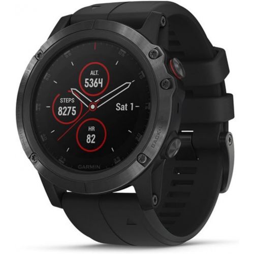 가민 Garmin Fnix 5X Plus, Ultimate Multisport GPS Smartwatch, Features Color Topo Maps And Pulse Ox, Heart Rate Monitoring, Music and Pay, Black with Black Band