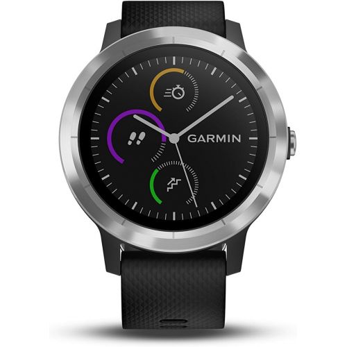 가민 Garmin vivoactive 3, GPS Smartwatch with Contactless Payments and Built-In Sports Apps, Black with Silver Hardware