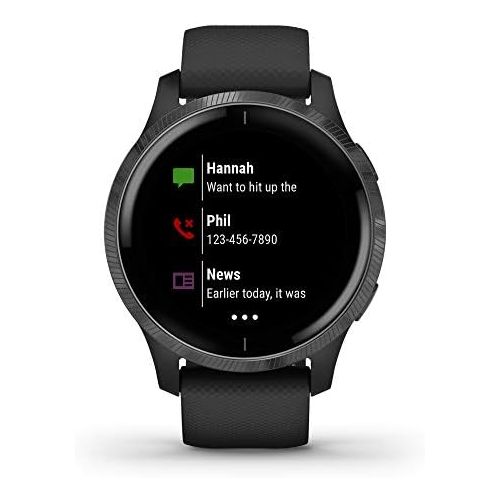가민 Garmin Venu, GPS Smartwatch with Bright Touchscreen Display, Features Music, Body Energy Monitoring, Animated Workouts, Pulse Ox Sensor and More, Black, 010-02173-11