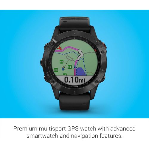 가민 Garmin Fenix 6 Pro, Premium Multisport GPS Watch, features Mapping, Music, Grade-Adjusted Pace Guidance and Pulse Ox Sensors, Black