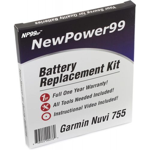 가민 Garmin Nuvi 755 Battery Replacement Kit with Installation Video, Tools, and Extended Life Battery.