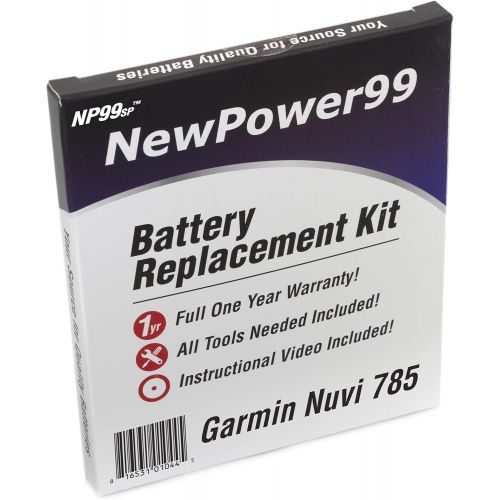 가민 NewPower99 Battery Replacement Kit with Battery, Video Instructions and Tools for Garmin Nuvi 785