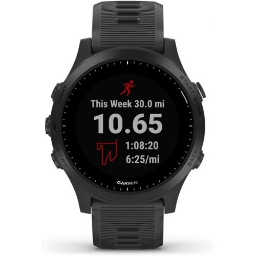 가민 Garmin Forerunner 945, Premium GPS Running/Triathlon Smartwatch with Music, Black Bundle with Garmin Forerunner 945 Replacement Band - Blue
