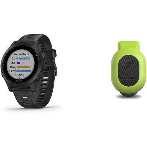 가민 Garmin Forerunner 945, Premium GPS Running/Triathlon Smartwatch with Music, Black Bundle with Garmin 010-12520-00 Running Dynamics Pod