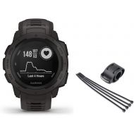 Garmin Instinct with Bike Mount Rugged Outdoor Watch with GPS, Features GLONASS and Galileo, Heart Rate Monitoring and 3-axis Compass, Graphite (Graphite)