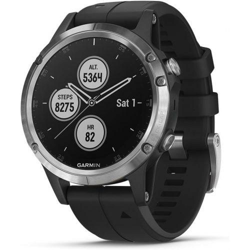 가민 Garmin fnix 5 Plus, Premium Multisport GPS Smartwatch, Features Color Topo Maps, Heart Rate Monitoring, Music and Pay, Black/Silver, Europe