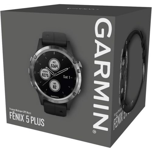 가민 Garmin fnix 5 Plus, Premium Multisport GPS Smartwatch, Features Color Topo Maps, Heart Rate Monitoring, Music and Pay, Black/Silver, Europe