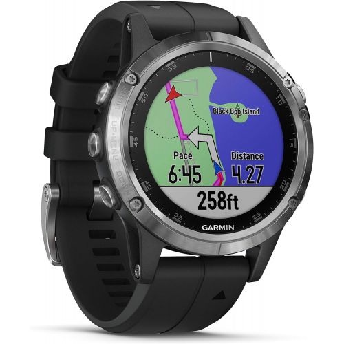 가민 Garmin fnix 5 Plus, Premium Multisport GPS Smartwatch, Features Color Topo Maps, Heart Rate Monitoring, Music and Pay, Black/Silver, Europe
