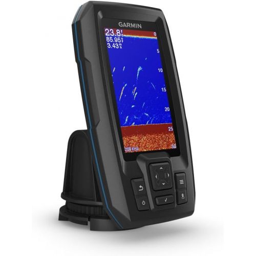 가민 Garmin Striker 4cv with Transducer, 4 GPS Fishfinder with CHIRP Traditional and ClearVu Scanning Sonar Transducer and Built In Quickdraw Contours Mapping Software