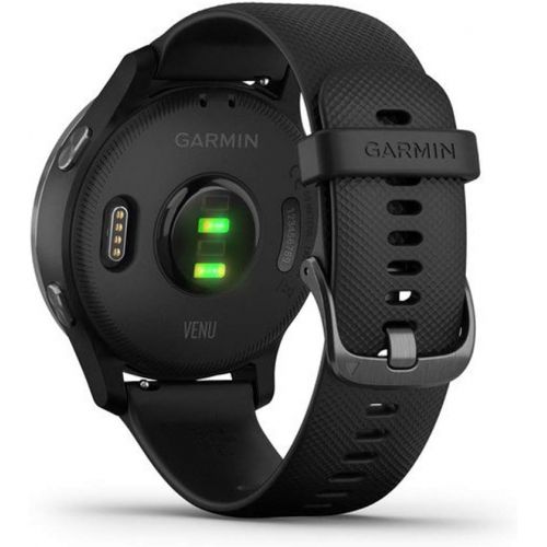 가민 Garmin Venu Amoled GPS Smartwatch (Gold,Black Band) + Wireless Headphones & More Bundle