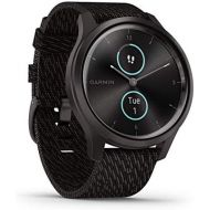 Garmin vivomove Style, Hybrid Smartwatch with Real Watch Hands and Hidden Color Touchscreen Displays, Graphite with Black Woven Nylon Band