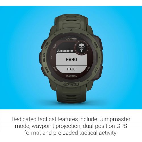 가민 Garmin Instinct Solar Tactical, Solar-Powered Rugged Outdoor Smartwatch with Tactical Features, Built-in Sports Apps and Health Monitoring, Moss Green