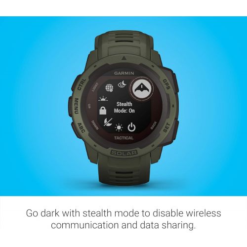 가민 Garmin Instinct Solar Tactical, Solar-Powered Rugged Outdoor Smartwatch with Tactical Features, Built-in Sports Apps and Health Monitoring, Moss Green