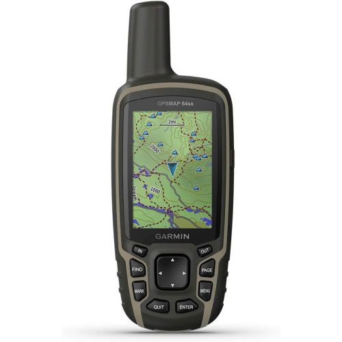 가민 Garmin GPSMAP 64sx, Handheld GPS with Altimeter and Compass, Preloaded With TopoActive Maps, Black/Tan