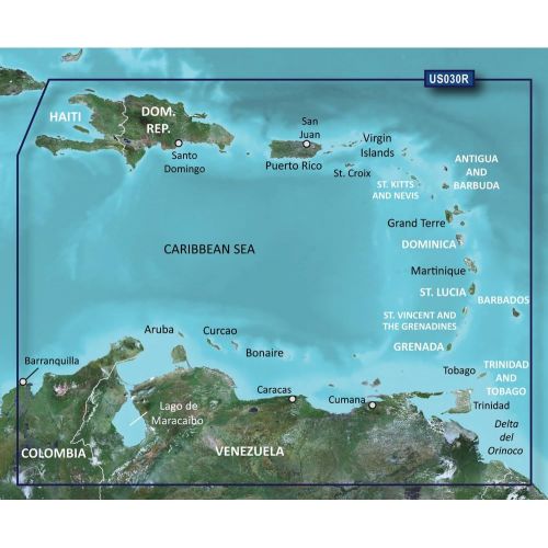 가민 New-GARMIN VUS030R SOUTHEAST CARIBBEAN BLUECHART G2 VISION - 30379