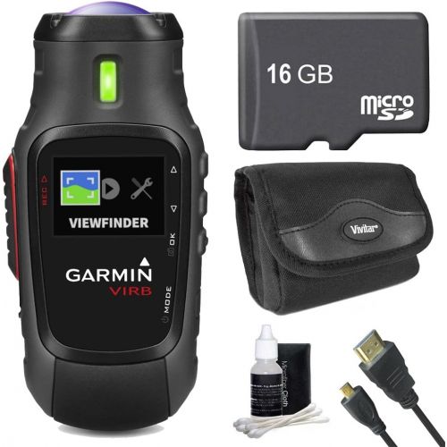 가민 Garmin Virb Action Camera 010-01088-00 Essentials Bundle with 16GB Micro SD Card, HDMI Cable, All in One Card Reader, Carrying Case, and Lens Cleaning Kit