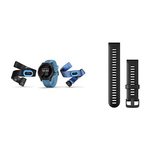 가민 Garmin Forerunner 945 Bundle, Premium GPS Running/Triathlon Smartwatch with Music, Blue & Forerunner 945 Replacement Band - Black