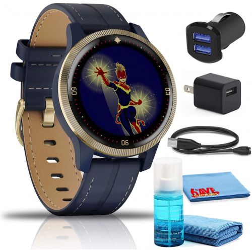 가민 Garmin Legacy Hero Captain Marvel Smartwatch (40mm) Kit with USB Adapters and 6Ave Cleaning Kit