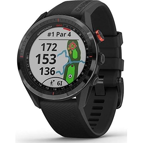 가민 Garmin Approach S62 Ceramic Bezel w/Black Silicone Band GPS Golf Watch & More Bundle