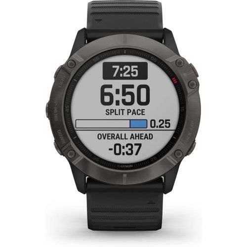가민 Garmin Fenix 6X Multisport GPS Smartwatch (51mm, Sapphire, Carbon Gray DLC/Black Band) with Charging Stand and Microfiber Cloth
