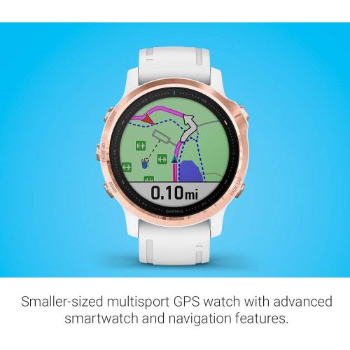 가민 Garmin Fenix 6S Pro, Premium Multisport GPS Watch, Features Mapping, Music, Grade-Adjusted Pace Guidance and Pulse Ox Sensors, Rose Gold with White Band & 010-12520-00 Running Dyna