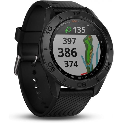 가민 Garmin Approach S60 Golf Watch Black with Black Band (010-01702-00) + Deco Essentials Approach S60 Screen Protector 2 Pack