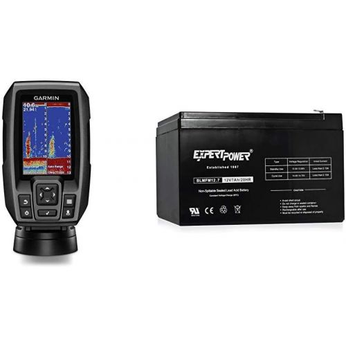 가민 Garmin Striker 4 with Transducer, 3.5 GPS Fishfinder with Chirp Traditional Transducer Bundle with ExpertPower 12V 7 Amp EXP1270 Rechargeable Lead Acid Battery