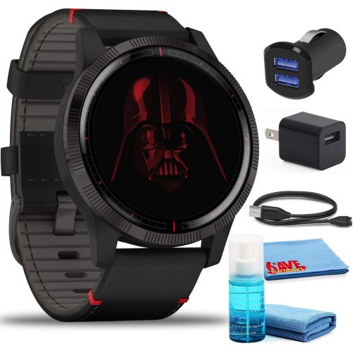 가민 Garmin Legacy Saga Darth Vader Star Wars Smartwatch (45mm) Kit with USB Adapters and 6Ave Cleaning Kit
