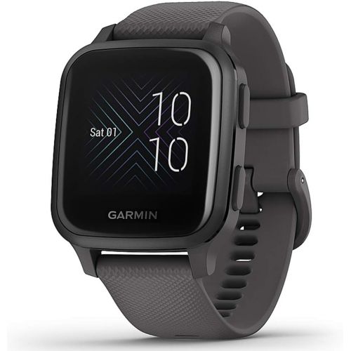 가민 Garmin 010-02427-00 Venu Sq, Slate Aluminum Bezel with Shadow Gray Case and Silicone Band Bundle with 1 YR CPS Enhanced Protection Pack