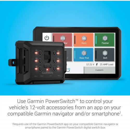 가민 Garmin PowerSwitch, 6 Gang Compact Digital Switch Box, Requires Compatible Garmin Navigator or Smartphone, Switch Panel for Car SUV UTV ATV Caravan Boat Marine