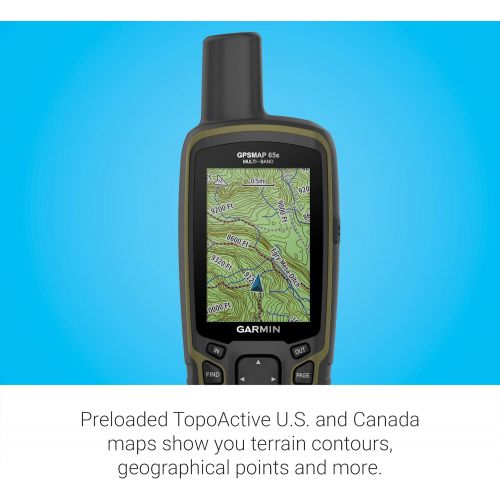 가민 Garmin GPSMAP 65s, Button-Operated Handheld with Altimeter and Compass, Expanded Satellite Support and Multi-Band Technology, 2.6 Color Display