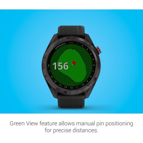 가민 Garmin Approach S42, GPS Golf Smartwatch, Lightweight with 1.2 Touchscreen, 42k+ Preloaded Courses, Gunmetal Ceramic Bezel and Black Silicone Band, 010-02572-10