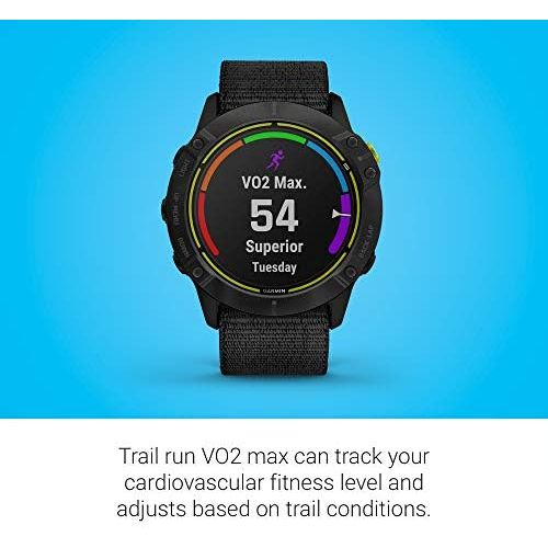 가민 Garmin Enduro, Ultraperformance Multisport GPS Watch with Solar Charging Capabilities, Battery Life Up to 80 Hours in GPS Mode, Carbon Gray DLC Titanium with Black UltraFit Nylon B