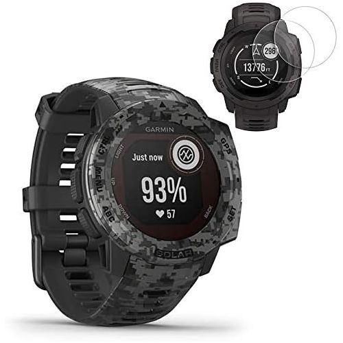 가민 Garmin Instinct Solar GPS Smartwatch Camo Edition(010-02293-15) w/ 2X Screen Protectors