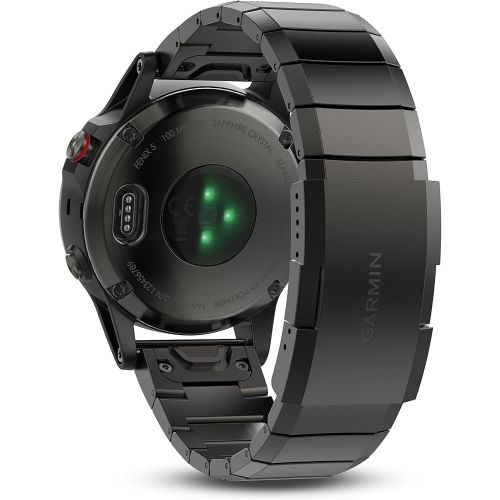 가민 Garmin f?nix 5, Premium and Rugged Multisport GPS Smartwatch, Sapphire Glass, Slate Gray w/ Metal Band