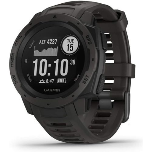 가민 Garmin Instinct Rugged Outdoor Watch w/GPS & Heart Rate Monitoring, Graphite +Accessories Bundle Includes, Tactical Emergency Bracelet, Tactical Flashlight & Pen Set w/Case, Zipper