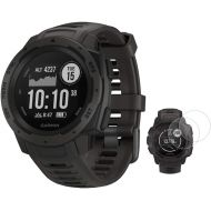 Garmin Instinct Rugged Outdoor Watch with GPS and Heart Rate Monitoring Graphite (010-02064-00) with Deco Essentials 2-Pack Screen Protector Instinct