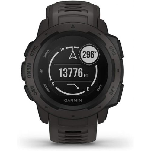 가민 Garmin Instinct Rugged Outdoor Watch with GPS and Heart Rate Monitoring Graphite (010-02064-00) with Deco Essentials 2-Pack Screen Protector Instinct