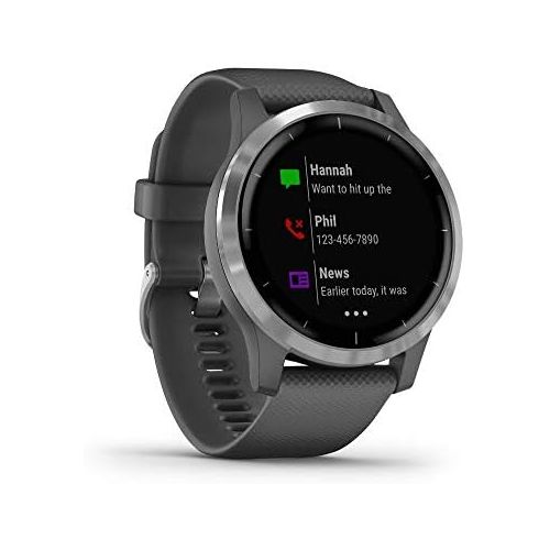 가민 Garmin 010-02174-01 Vivoactive 4 Smartwatch Shadow Gray/Stainless Bundle with CPS Enhanced Protection Pack