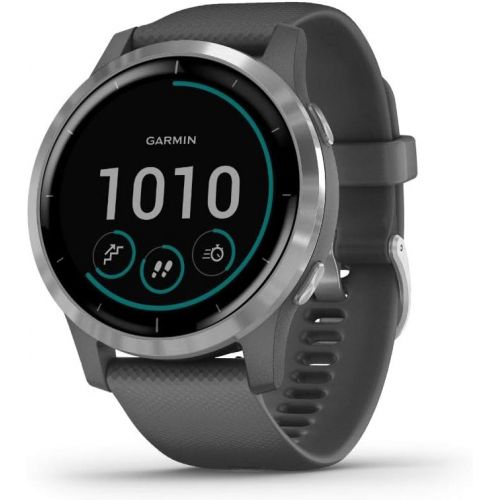 가민 Garmin 010-02174-01 Vivoactive 4 Smartwatch Shadow Gray/Stainless Bundle with CPS Enhanced Protection Pack