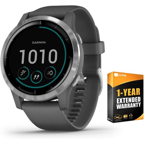 가민 Garmin 010-02174-01 Vivoactive 4 Smartwatch Shadow Gray/Stainless Bundle with CPS Enhanced Protection Pack