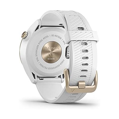 가민 Garmin Approach S40, Stylish GPS Golf Smartwatch, Lightweight with Touchscreen Display, White/Light Gold